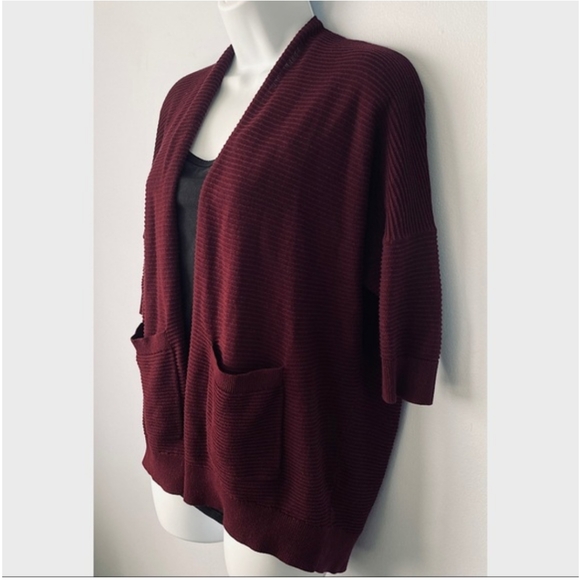 Petite Textured Drop Shoulder Open Cover Up Size XS - Picture 3 of 7